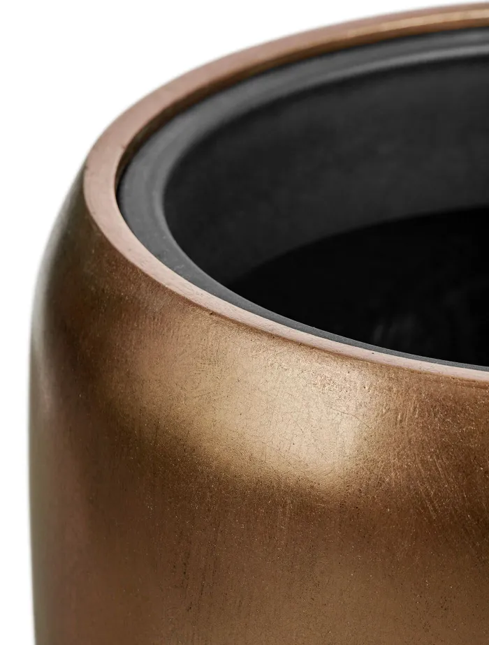 Кашпо Metal - TREEZ Effectory - Тёмное матовое золото - Высокий округлый конус