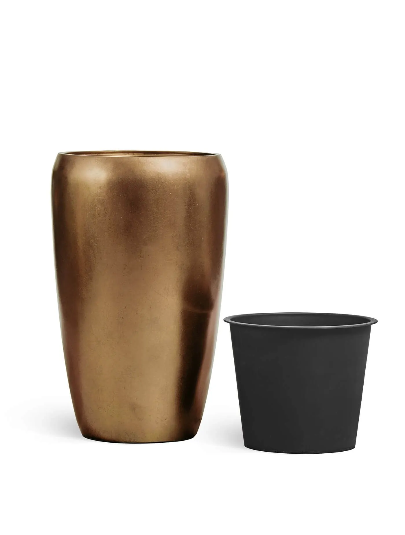 Кашпо Metal - TREEZ Effectory - Тёмное матовое золото - Высокий округлый конус