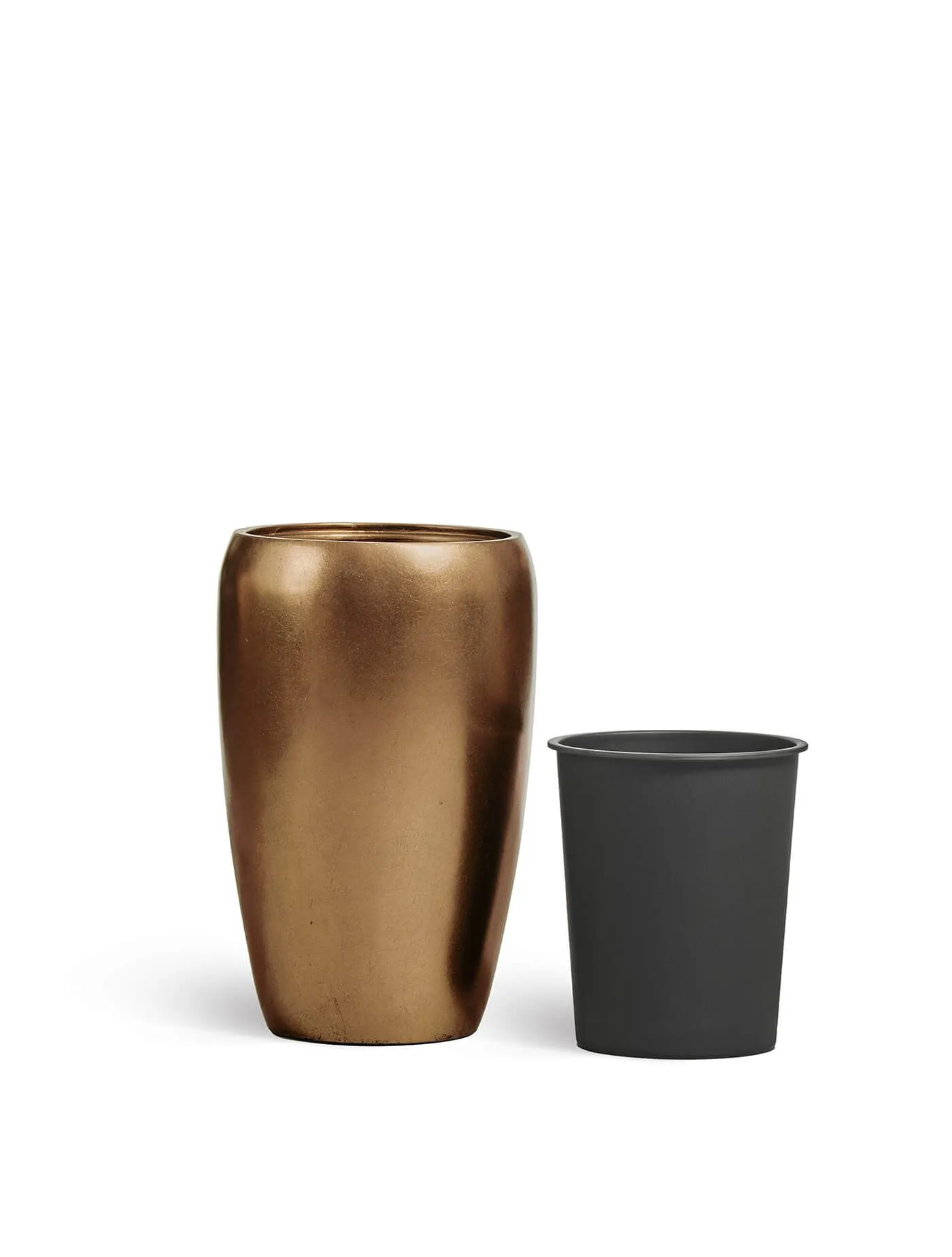 Кашпо Metal - TREEZ Effectory - Тёмное матовое золото - Высокий округлый конус