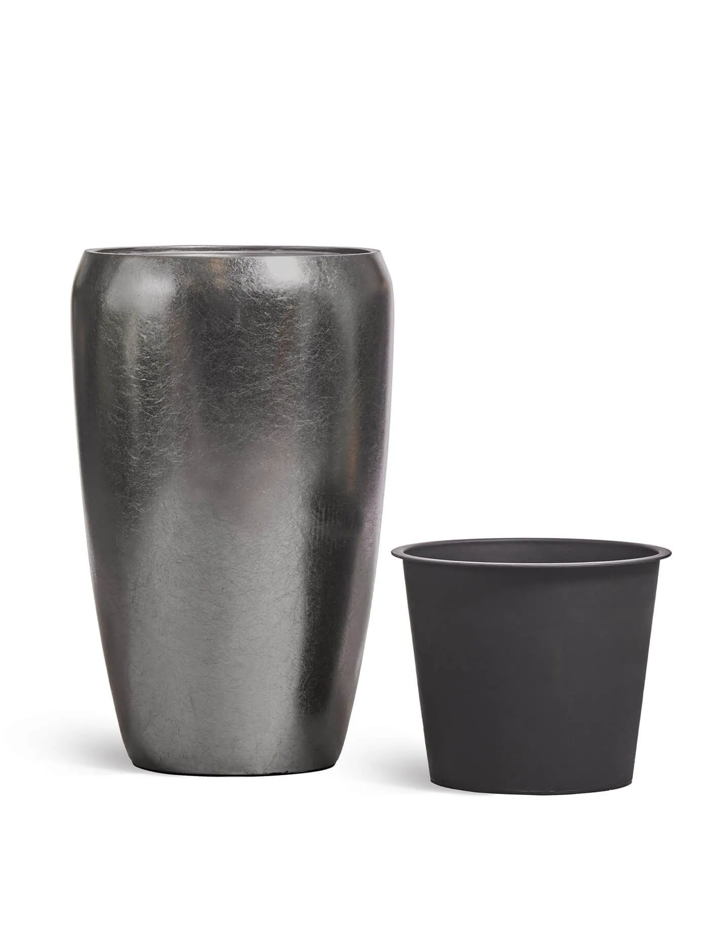 Кашпо Metal - TREEZ Effectory - Стальное серебро - Высокий округлый конус