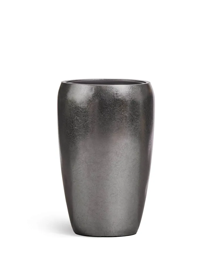 Кашпо Metal - TREEZ Effectory - Стальное серебро - Высокий округлый конус