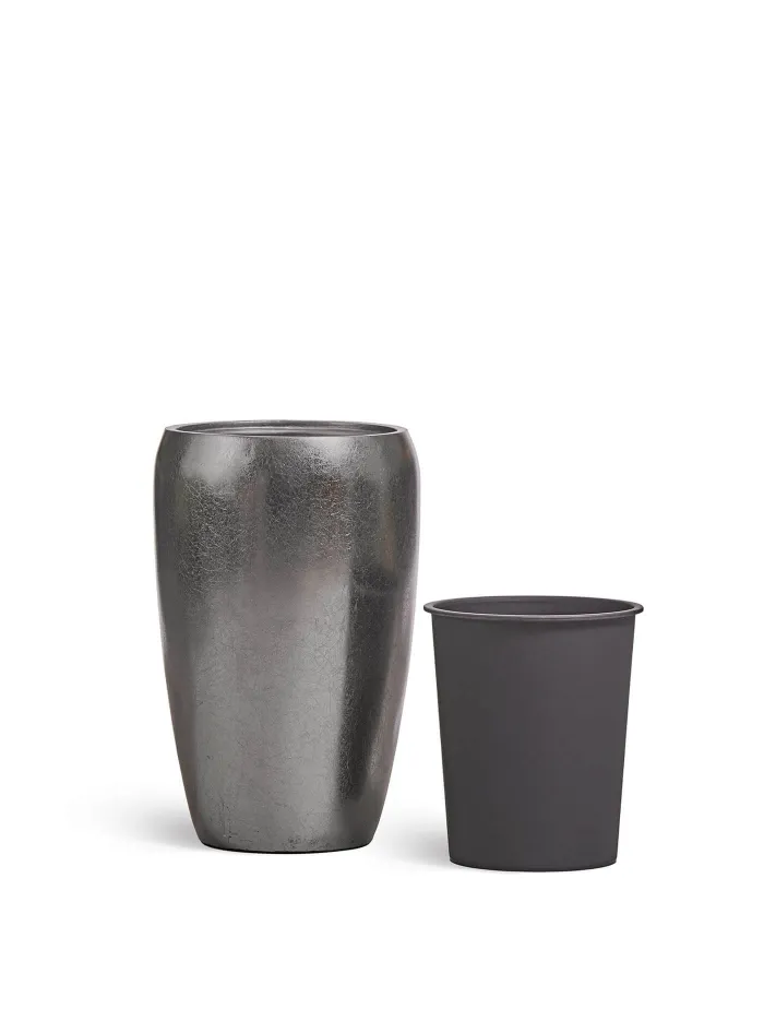 Кашпо Metal - TREEZ Effectory - Стальное серебро - Высокий округлый конус