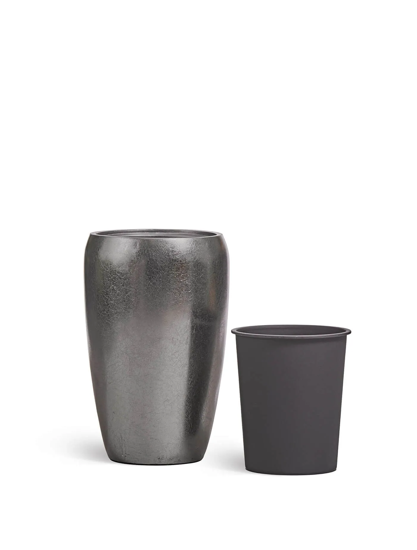 Кашпо Metal - TREEZ Effectory - Стальное серебро - Высокий округлый конус