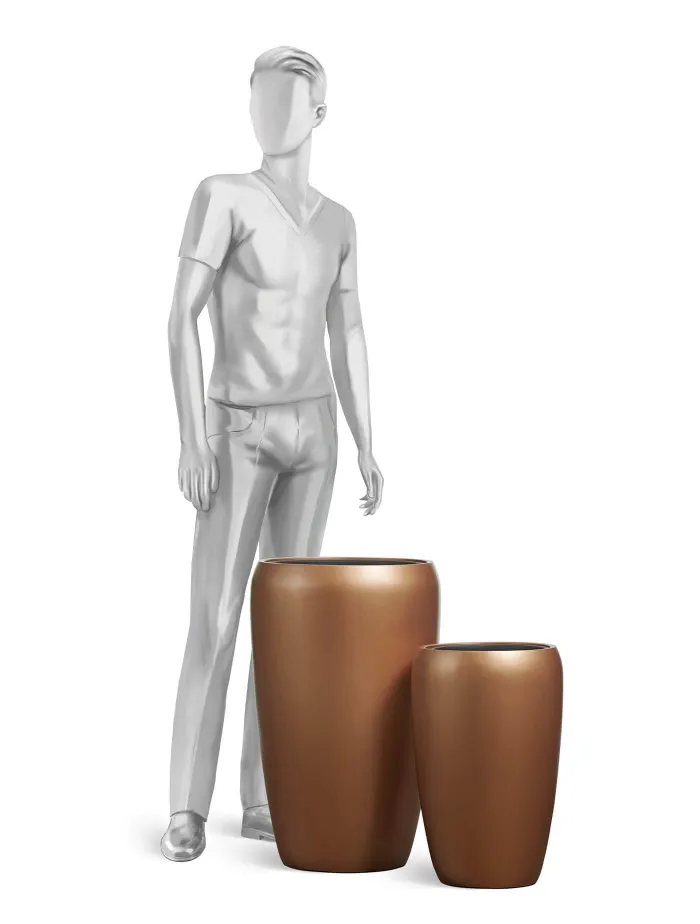 Кашпо Metal - TREEZ Effectory - Лаковое тёмное золото -  Высокий округлый конус