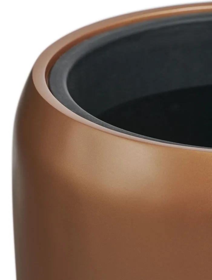 Кашпо Metal - TREEZ Effectory - Лаковое тёмное золото -  Высокий округлый конус