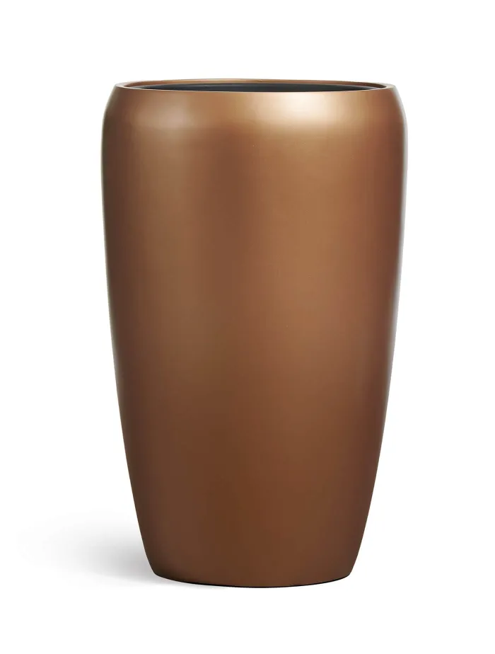 Кашпо Metal - TREEZ Effectory - Лаковое тёмное золото -  Высокий округлый конус