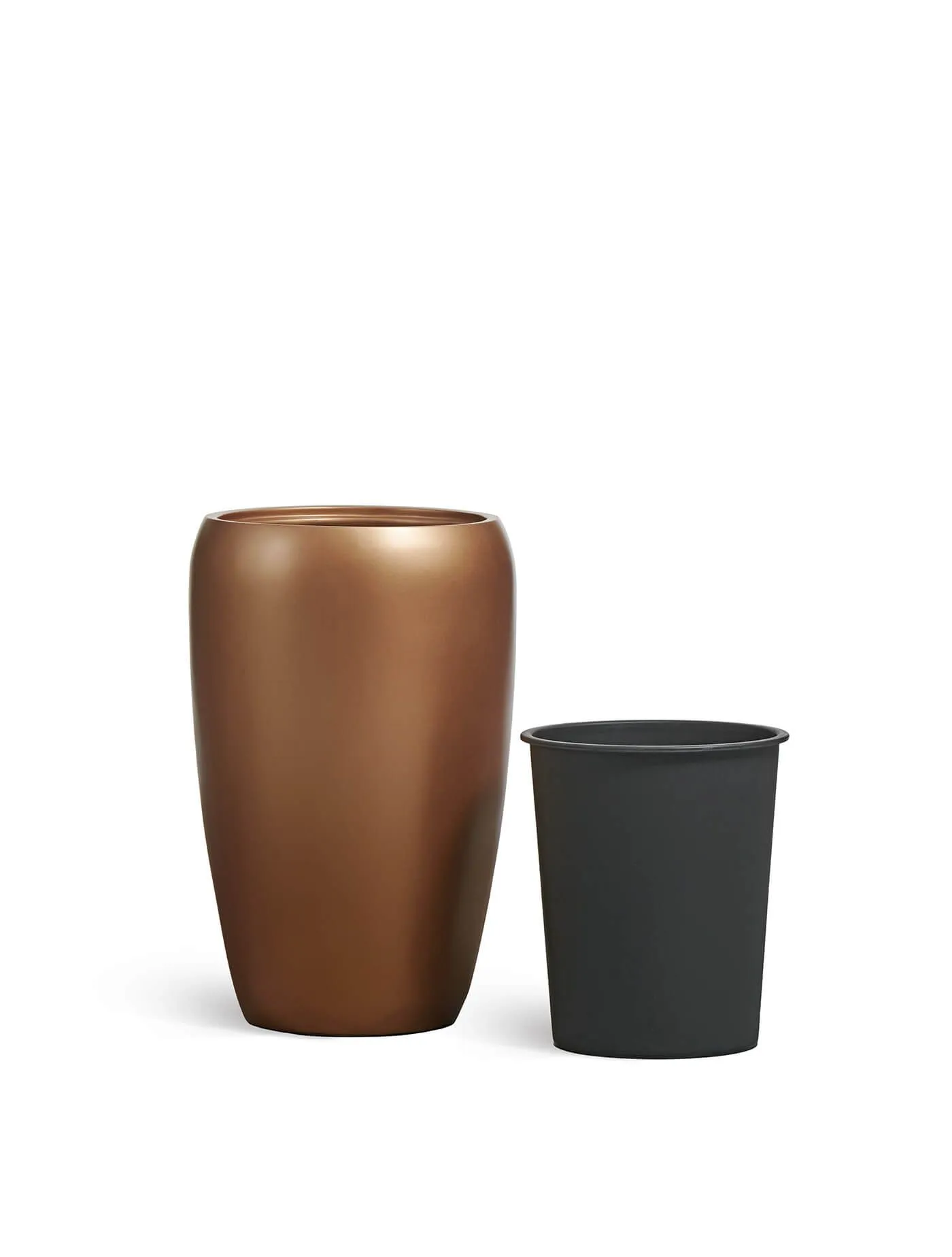 Кашпо Metal - TREEZ Effectory - Лаковое тёмное золото -  Высокий округлый конус