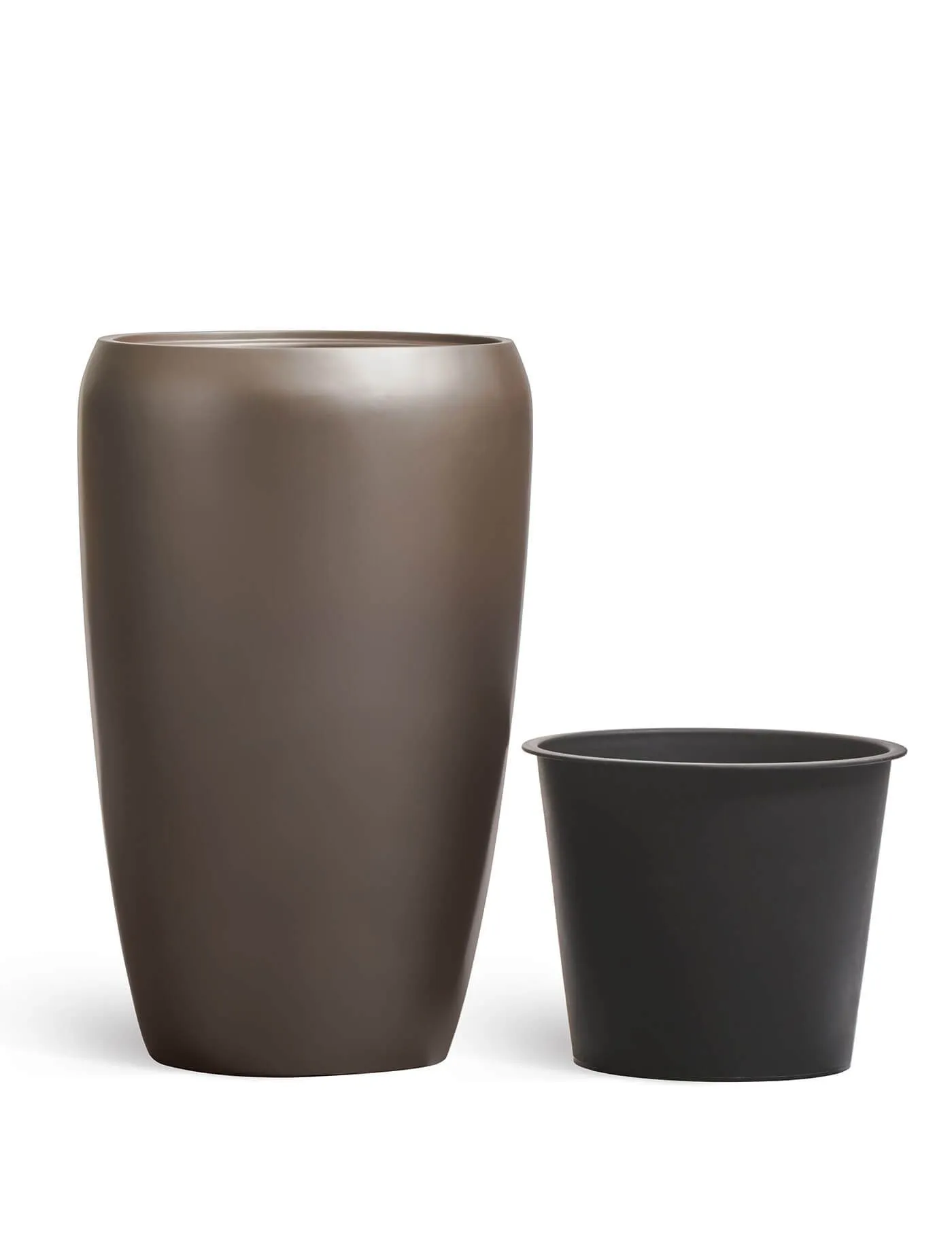 Кашпо Metal - TREEZ Effectory - Лаковое тёмное серебро - Высокий округлый конус